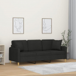 Homgoday 3-kohaline diivan koos dekoratiivsete pehmendustega, Lounge diivan, diivan, kaasaegne k&uuml;lalissohva, lamades diivan, diivan istumine, l&otilde;&otilde;gastav diivan istumis m&ouml;&ouml;bel elutuppa, kontorisse, magamistuppa, must, 180 cm.