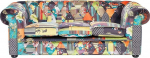 Beliani 3-kohaline kangast diivan Patchwork kollane CHESTERFIELD