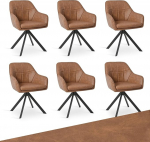 P&ouml;&ouml;rlevad s&ouml;&ouml;gitoa toolid Faux Leather Brown Set of 6 Armrest Chairs Polsterdatud toolid S&ouml;&ouml;gitoa toolid P&ouml;&ouml;ratav k&ouml;&ouml;gitool koos k&auml;etoega ja seljatoega elutuppa s&ouml;&ouml;gituppa