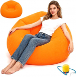 CEWROM Air Diivan Lazy No Bean Bag, T&auml;ispuhutav Bean Bag, T&auml;ispuhutav diivan, pestav, elutuba, teki tool, magamistuba, Super pehme Bean Bag lastele ja t&auml;iskasvanutele (oranž)