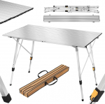 Woltu CPT8132sb Alumiiniumist telkimislaud, kokkupandav laud koos kandekotiga, reisilaud 4-6 inimesele, 120 x 68,5 cm, reguleeritava k&otilde;rgusega kokkupandav laud telkimiseks, aeda, r&otilde;dule.