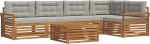 Outdoor-Sofagarnitur aus Akazienholz, 6-teiliges Garten Lounge Set mit Sitzkissen, Modulares Lounge-Sofa f&uuml;r Terrasse und Garten, Nat&uuml;rliche Optik, Hellgrau
