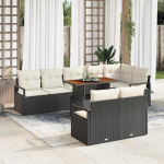 Poly-Rattan Gartenm&ouml;bel mit Kissen: Garten-Ecksofa mit abnehmbaren Bez&uuml;gen, Outdoor-Sofagarnitur mit Stauraum - 9-teiliges Garten-Sofa-Set