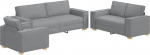Diivan 3-teilig Hellgrau Leinenmischgewebe Set mit 3-Sitzer 220x78x84 cm, 2-Sitzer und Stuhl, modernes Design mit Breiten Armlehnen, stabiilne Konstruktion aus Metall und Sperrholz,
