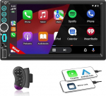 Autoradio 2 din koos Wired CarPlay & Android Auto, Bluetooth, Mirror Link, 7-Zoll HD-Touchscreen, GPS-navigatsioon, Sprachsteuerung, FM, USB Type-C, SWC