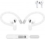 Aiivioll Memory Ear Hooks for AirPods Pro 2, AirPods Pro, AirPods 3, AirPods 4 (Anti-Lost Cord), sisseehitatud m&auml;lukaabel, libisemisvastased sporditarvikud, k&otilde;rvakonksud (valge)