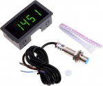 4 digitaalse Drehzahlmesser + Hall-N&auml;herungsschalter-Sensor NPN - f&uuml;r Drehmaschine, Feder, 10-9999 U/min, LED-Tachometer, Geschwindigkeitspr&uuml;fer, Velocimetrie, ber&uuml;hrungsloser Tachometer, Tachometer