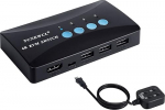 TCNEWCL KVM Switch HDMI 4 port, 4K USB HDMI l&uuml;liti 4 arvutile, 1 HD monitorile ja 3 USB seadmele, klaviatuuri, hiire ja printeri tugi, koos kaugjuhtimispuldi ja 2-in-1 kaabliga