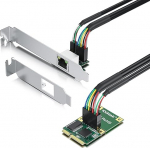 Mini PCIe 1G Ethernet v&otilde;rgukaart (Intel I210AT), LED-valgusega, 30 cm kaabli pikkus, &uuml;he pordi RJ45, Mini Pice liides, mitte M.2 jaoks