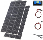 P&auml;ikesepaneelide komplekt Paindlik monokristalliline p&auml;ikesepaneelide moodul 200W 20A 12V/24V p&auml;ikesepaneelide laadimiskontroller p&auml;ikesekaabel jaht, paat, Off-Grid s&uuml;steem, telkimine, r&otilde;du, p&auml;ikeses&uuml;steem, matkaauto