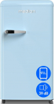 MEDION MD37800 Retro Fridge (91 Litres, 91 cm Height (Height-Adjustable Feet), Height-Adjustable Glass Shelves, Transparent Vegetable Drawer, Freestanding, Door Hinge Right, Metal Door Handle, Blue