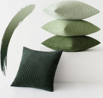 Slozzi komplekt 4 Corduroy padjakatet, diivanipadjakatted, dekoratiivsed padjakatted, diivanipadi, pehme, diivanile, magamistuppa, elutuppa, kontorisse, 50 x 50 cm, roheline sari.