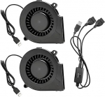 2 tsentrifugaalventilaatori 75 mm USB pakett, 5 V 75 mm &times; 15 mm jahutusventilaator 3 reguleeritavaga kodumasinatele, ventilaator ventilatsiooniks, ventilaatori vahetamiseks, grillkaminale, k&uuml;tteseadmetele, grillile, grillile, piknikule