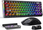 ATTACK SHARK R68 HE & R5 Ultra Carbon klaviatuuri ja hiire komplekt, juhtmega 8000 Hz klaviatuur kiirp&auml;&auml;stiku ja spiraalkaabliga, 0,005 mm RT t&auml;psus, 39 g kerge traadita hiir, 42KDPI, Carbon Black