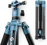 Fotopro Carbon Tripod 151 cm 360 Degree Ball Head Quick Release Plate Lightweight Camera Tripod for Travel Tripod Folded Height Only 36 cm, Maximum Load up to 10 kg, Blue