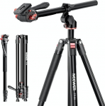 NEEWER horisontaalne horisontaalne kaamera statiiv monopood koos vedelikupea ja paindliku keskse sambaga, 90-tolline k&otilde;rge metallist DSLR-video reisistatiiv, Arca-t&uuml;&uuml;pi kiirkinnitusplaat, max. Koormus 13,2 naela, TP64