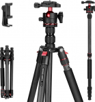 NEEWER Basics Carbon Fibre Travel Tripod Monopod, 64-tolline kompaktne kerge kaasaskantav mobiiltelefoni kaamera statiiv, mis &uuml;hildub iPhone'i videosalvestusega, Arca Ball Head, maksimaalne koormus 13,2 naela, TP17B