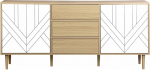 Alice's Home Mika Sideboard puidust dekooriga ja valge 2 tasandit 2 ust 3 sahtlit L 160 x B 40 x K 74 cm