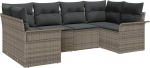 Rantry 6-teiliges Garten Sofa Set mit Kissen Grau Poly Rattan Gartenlounge Model3345499