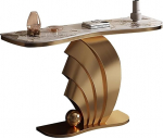 Industrieller Konsolentisch in Gold f&uuml;r Eingangsbereich und Flur - schmaler Tisch hinter der Couch, stilvolles Wohnzimmer-Foyer-M&ouml;bel (39,5 x 18 x 33,5 Zoll)