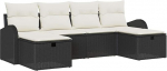 6-teiliges Garten Sofa Set mit Kissen Schwarz Poly-Rattan Gartenlounge Model3359116
