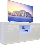 Dripex TV Cabinet Lowboard with LED Lighting White High Gloss TV Table TV Board with Large Storage Space 135 x 70 x 35 cm