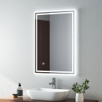 EMKE 800 x 600mm LED Illuminated Bathroom Mirror with Lights and Distance Pad Backlight Wall Mounted Touch Sensor Bathroom Mirror Anti-Fog for Makeup Cosmetics