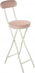 DRW High Stool with Folding Backrest Metal and Fabric in White and Beige 42 x 30 x 93 cm