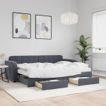 3196995IT Sahtlitega pikendatav diivanvoodi, tumehall, 80 x 200 cm, samet, diivanvoodi, voodiraam, voodiraam