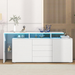 Crlnaup sahtlikapp, LED-kapp, elutoa m&ouml;&ouml;bel k&otilde;rgl&auml;ikega valge, elutoa kapp, seisev kapp, TV kapp, elutoa sein, Highboard, mitmeotstarbeline kapp, LED