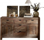 MASSIVMOEBEL24.DE Nature Grey Sideboard #80 Sheesham, v&auml;rv: Suurus: 140 x 42 x 80 cm (B x S x K x K), v&auml;rvus: &Otilde;litatud hall, suurus: 140 x 42 x 80 cm (B x S x K)