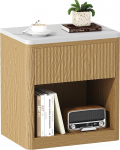 Yusong &Ouml;&ouml;laud Ribed Wooden Bedside Table 22" Suur &ouml;&ouml;kapp Faux Marble Wood Top kaasaegne &ouml;&ouml;kapp koos sahtli hoiuga magamistoas elutuppa Natural Oak