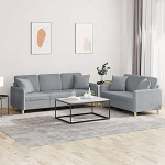 LAPOOH 3202134 2-osaline diivan komplekt padjadega helehall kangas, Lounge diivan, diivanid ja diivanid, Relax diivan, diivan elutuppa, diivan koos