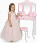 Roheline seeria Kinderplay laste puidust riietuslaud - suur riietuslaud koos peegliga - roosa m&auml;ngum&ouml;&ouml;bel lastetuppa - loovaks rollim&auml;nguks