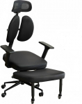 YOOTMEEN Ergonoomiline p&otilde;lvili tool mustast kunstnahast reguleeritav topelt seljatugi koos k&auml;etoedega kaasaegne kontor kodukontor t&auml;iskasvanud