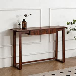 PQXQZ Rustikaler Konsolentisch mit Schiebschubladen Langer Sofatisch f&uuml;r Wohnzimmer Eingangsbereich Flur und Schlafzimmer(Brown,123.5x35x80cm)