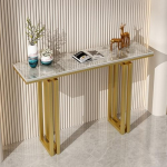 Konsolentische f&uuml;r Flur, schmale Ablage hinter dem Sofa, Marmor-Spiegel-Display, moderner Eingangstisch, moderner goldener Konsolentisch mit Stauraum f&uuml;r Eingangsbereich, Wohnzimmer und B&uuml;ro