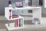 Dmora Esse Modern Desk for Office and Study with Shelf, Made in Italy, Computer Desk, PC Desk, 140 x 60 x 75 cm, Ash White