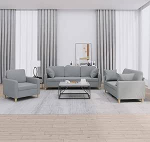 Gecheer 3-TLG. Sofagarnitur mit Kissen Hellgrau Stoff, Moderne Couch Polstersofa f&uuml;r Wohnzimmer Schlafzimmer Spielzimmer3202070