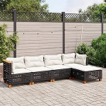 Gartenm&ouml;bel-Set, 5-teilig, mit Kissen aus schwarzem Polyrattan, f&uuml;r den Au&szlig;enbereich, Gartenm&ouml;bel-Set, Loungeset f&uuml;r den Au&szlig;enbereich, Sofa f&uuml;r den Au&szlig;enbereich, Type3261788