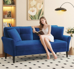 Domusensus 3-kohaline diivan Small, 175 cm v&auml;ike 3-kohaline diivan, mugavad v&auml;ikesed diivanid teismeliste tuppa, 3 minuti kiire kokkupanek ilma t&ouml;&ouml;riistadeta, kaasaegne diivan Small koju v&otilde;i kontorisse, royal blue