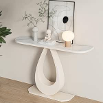 LUNAIZHUO Konsolentisch mit Stauraum, Moderner Konsolentisch Schmal, Steinplatte und Metallgestell f&uuml;r Wohnzimmer, Foyer, Flur, B&uuml;ro, Schlafzimmer, Eingangsbereich(White,90cm/35in)
