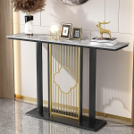 Generisch Schwarzer Konsolentisch im Mid-Century-Modern-Stil, 120 cm (47,2 Zoll) breite Marmorplatte, schmaler Beistelltisch f&uuml;r Wohnzimmer und Flur - stilvolles und funktionales Design