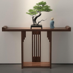 Generisch Schmaler Konsolentisch mit Massivholzbeinen, Retro-Beistelltisch f&uuml;r Eingangsbereich und Flur, 100 cm Langer Foyertisch, stilvoller brauner Eingangstisch f&uuml;r das Wohnzimmer