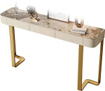 LUNAIZHUO Konsolentisch Schmal mit Schublade, Moderner Konsolentisch mit Steinplatte f&uuml;r Flur, Wohnzimmer, Eingangsbereich, Schlafzimmer(Gold,140cm/5in)