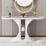 Moderner Konsolentisch mit Stauraum - schmaler Akzenttisch f&uuml;r den Eingangsbereich, Flur und Wohnzimmer - 39,4 Zoll wei&szlig;er Sofatisch f&uuml;r kleine R&auml;ume