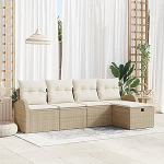 5-teiliges Garten Sofa Set mit Kissen Beige Poly Rattan Gartenlounge Model3359060