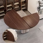 Kokkupandav &uuml;mmargune s&ouml;&ouml;gilaud 10 kuni 20 inimesele, l&auml;bim&otilde;&otilde;t 120 x 200 cm, &uuml;mmargune puidust lauaplaat ruumi kokkuhoiuks (150 cm)