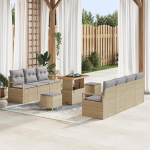 10-teiliges Garten Sofaset mit Kissen Beige Poly Rattan Akazie Gartenlounge Model3362492