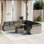 Gartensofa-Set 11-teilig mit Kissen aus Polyrattan Grau M&ouml;bel, Set Schlafsofa Wohnzimmer Sofa Garten, Set Modernes Sofa f&uuml;r den Au&szlig;enbereich, Outdoor-M&ouml;bel H1